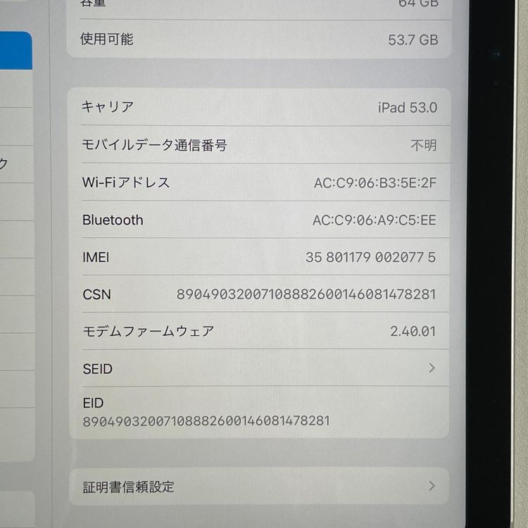 ���������¡��� iPad ��10���� WiFi+Cellular 64GB ����С� SIM���å������