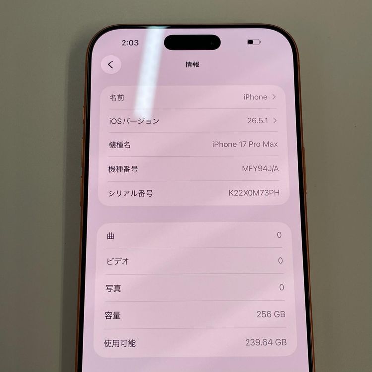 ���������¡��� iPhone 17 Pro Max 256GB �����ߥå������ SIM���å������
