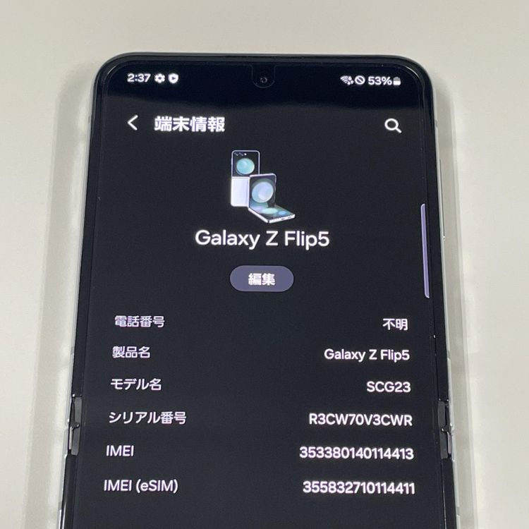 ★利用制限〇★ Galaxy Z Flip5 SCG23 256GB ミント SIMロック解除済