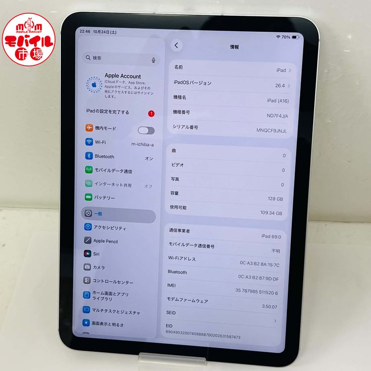 ��Х���Ծ��SIM�ե꡼�����ʸ��ʡ�iPad(A16) ��11���� 128GB��Cellular