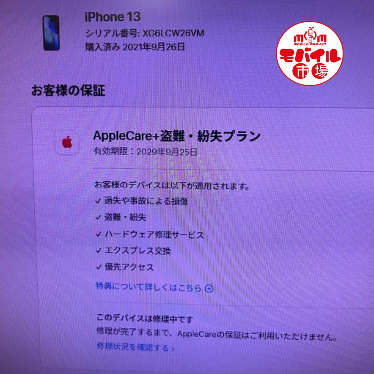 ��Х���Ծ��SIM�ե꡼������ SoftBank iPhone13 256GB��100���
