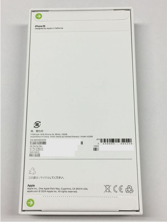 ���� ̤������ iPhone16 128GB �ۥ磻�� SIM�ե꡼ / 1ǯApple�ݾ�