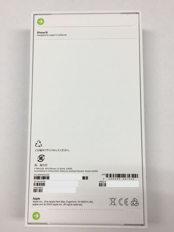 ���� ̤������ SIM�ե꡼ iPhone15 128GB �֥�å���Apple�ݾ�1ǯ