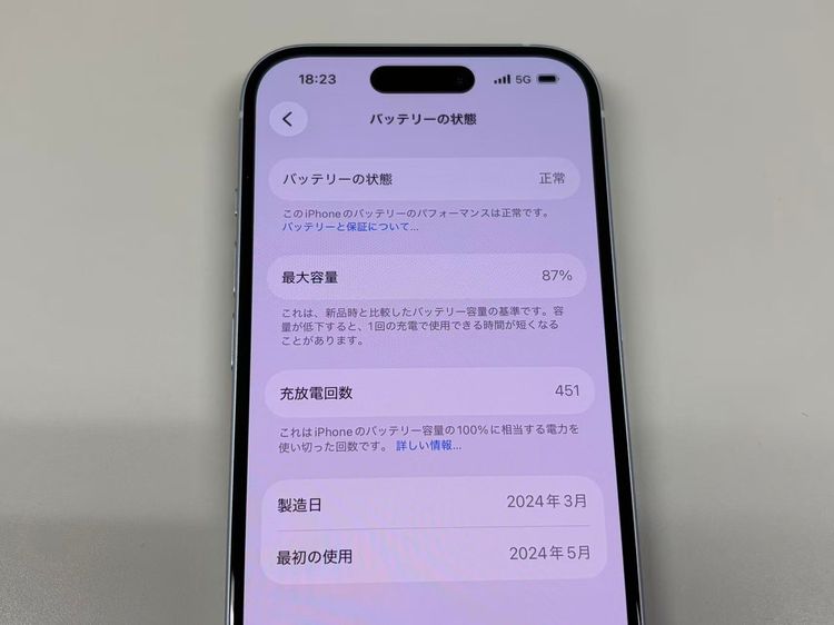 �ڥ�Х���BOX������ ����87%SIM�ե꡼ iPhone15 128GB �֥롼