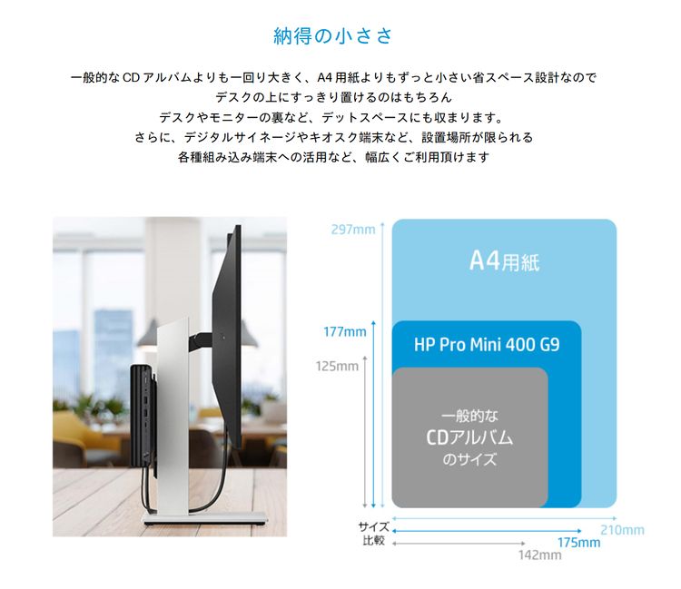 �ߥ�PC�ڿ��ʡ�̤������ HP Pro Mini 400 G9 4G4N8AV-FXFN 256GB