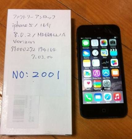 SIMե꡼/iphone 5/16G/8.0.2/Verizon2001