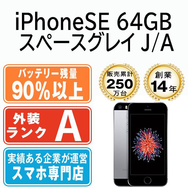 【中古】 iPhoneSE 64GB スペースグレイ ipsemtm658b
