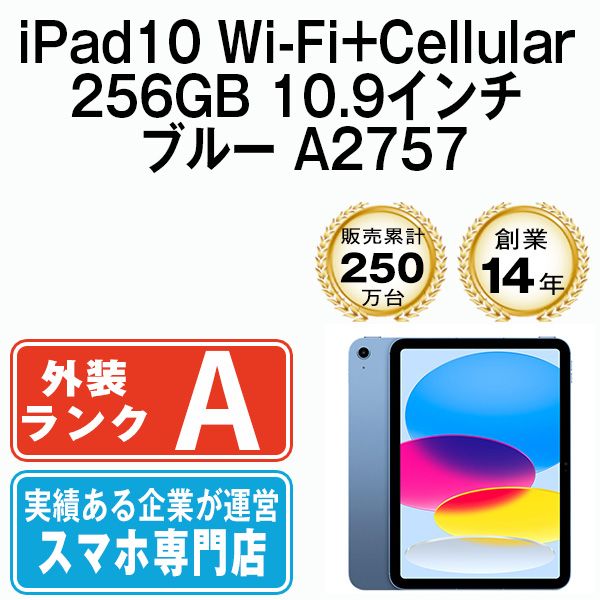 ����š� iPad10 Wi-Fi+Cellular 256GB 10.9����� �֥롼 A2757 ipd10mtm2873