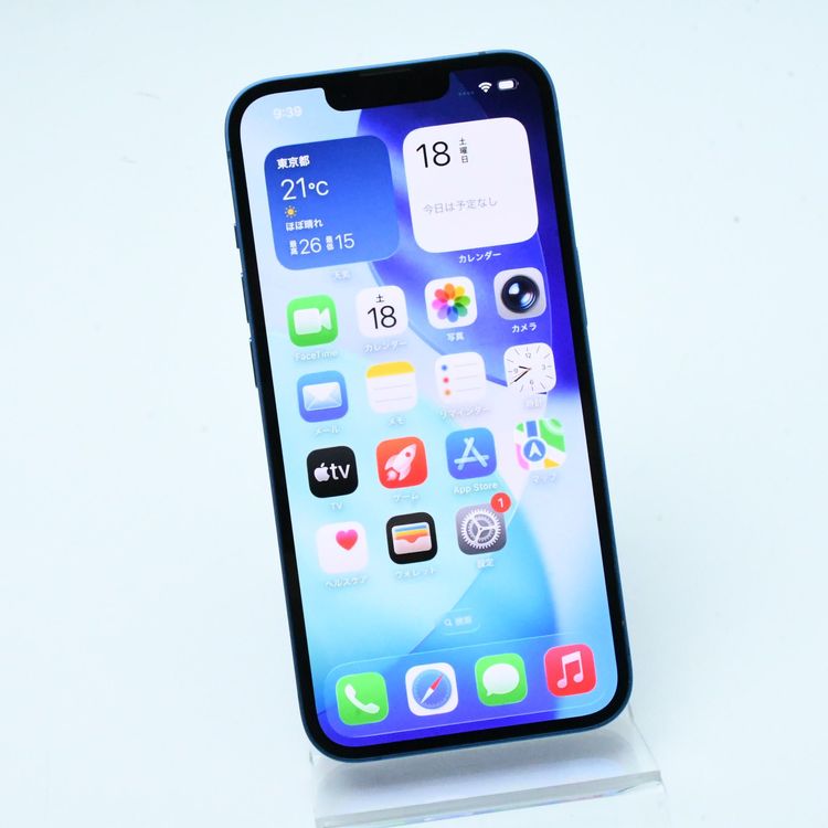 ڽХåƥ꡼ 100SIMե꡼ iPhone13 128GB ֥롼
