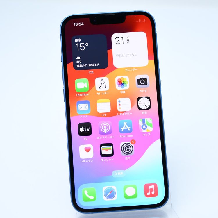 ڽХåƥ꡼ 100SIMե꡼ iPhone13 128GB ֥롼