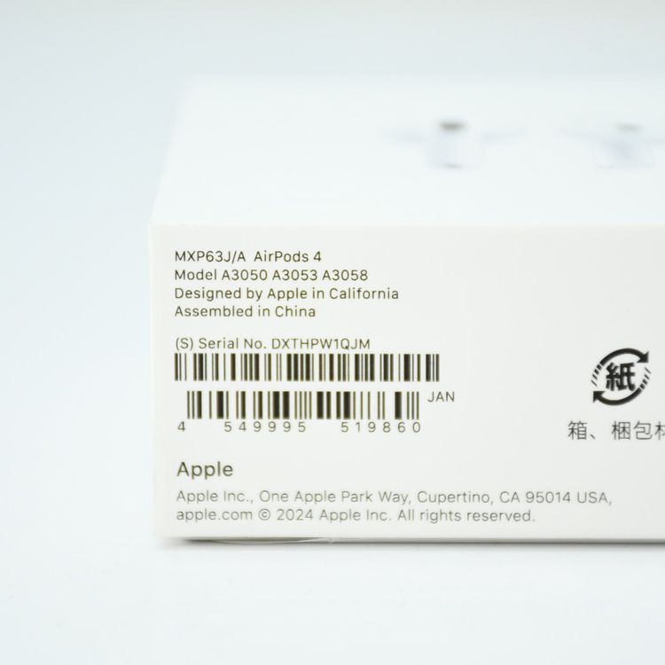 �ڿ���̤������Apple�ݾ�ͭ���AirPods 4 MXP63J/A A3050