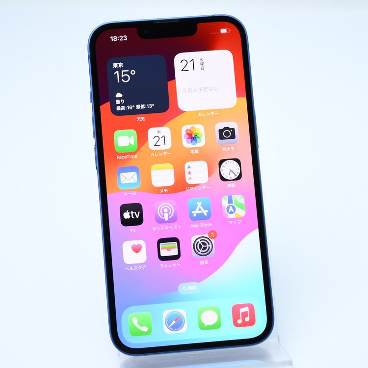 ڽХåƥ꡼ 100SIMե꡼ iPhone13 128GB ֥롼