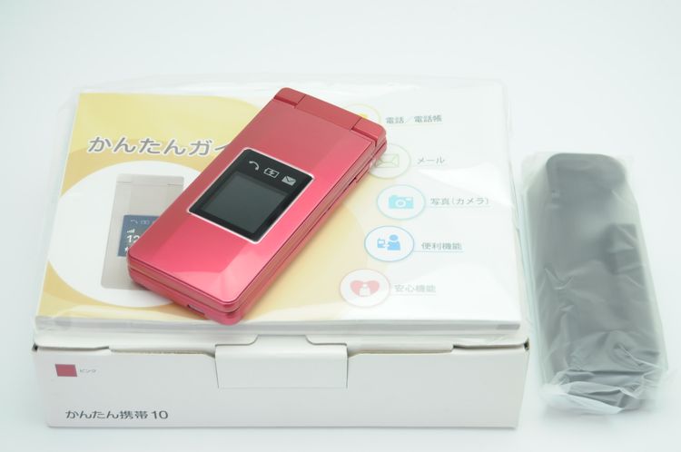 ムスビー｜美品＊SIMフリー ソフトバンク かんたん携帯10 レッド 807SH 