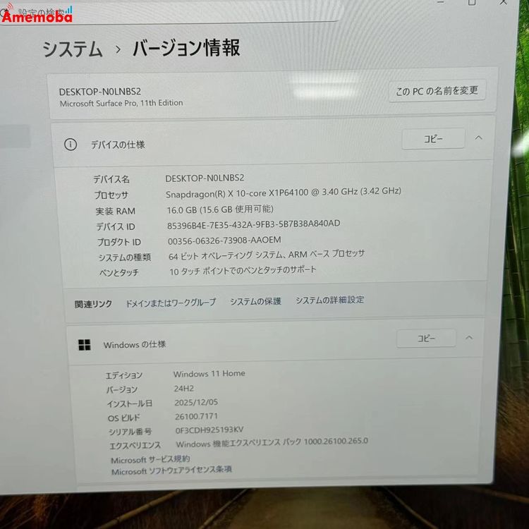 Surface Pro11 2024  Snapdragon X Plus 16GB/256GB ��