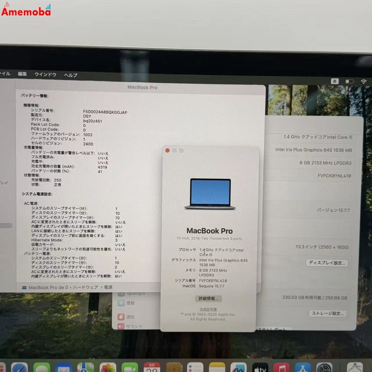 MacBook Pro 13����� 2019  8GB/256GB  ���ڡ������쥤 A2159 ��