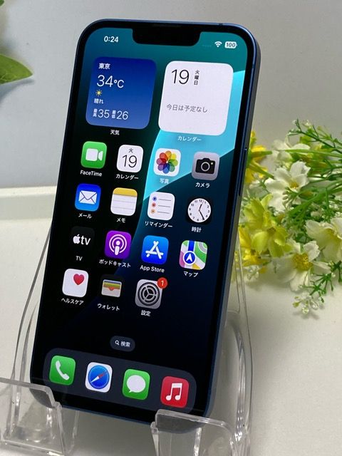 Ÿ au SIMե꡼ iPhone13 128GB ֥롼 Хåƥ꡼100 ʤΤ