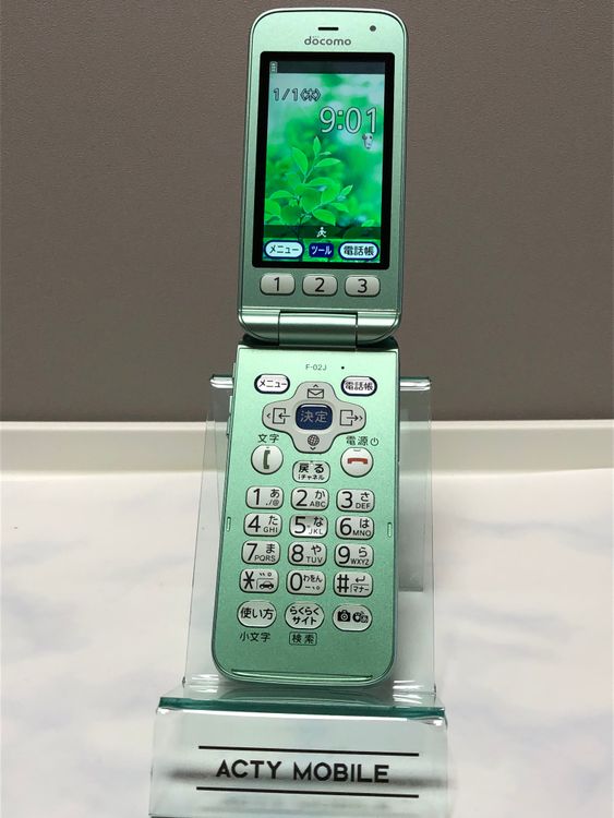 ムスビー｜☆美品☆ らくらくホン F-02J ミントグリーン ドコモ SIM