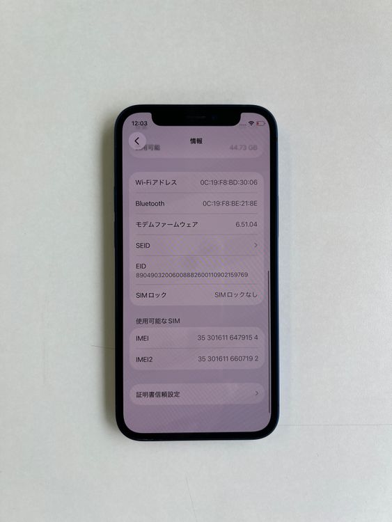 ���� iPhone 12 mini 64GB �֥롼 �Хåƥ꡼100% - 9154
