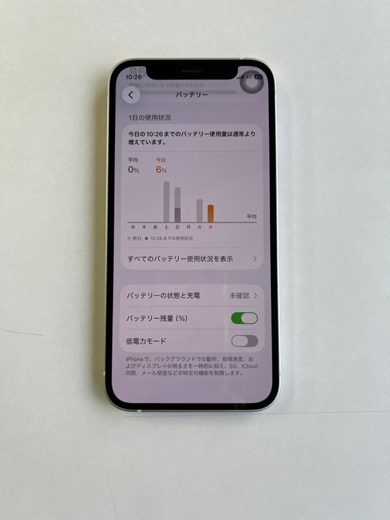 ���� iPhone 12 mini 128GB �ۥ磻�� �Хåƥ꡼100% - 6769