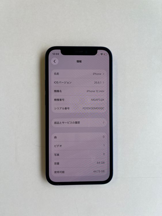 ���� iPhone 12 mini 64GB �֥롼 �Хåƥ꡼100% - 9154