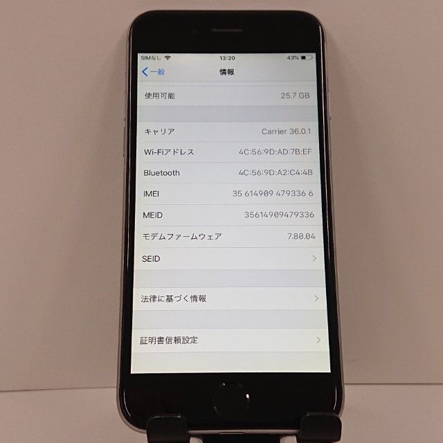 iPhone6 32GB SIM�ե꡼ ���ڡ������쥤 c18496