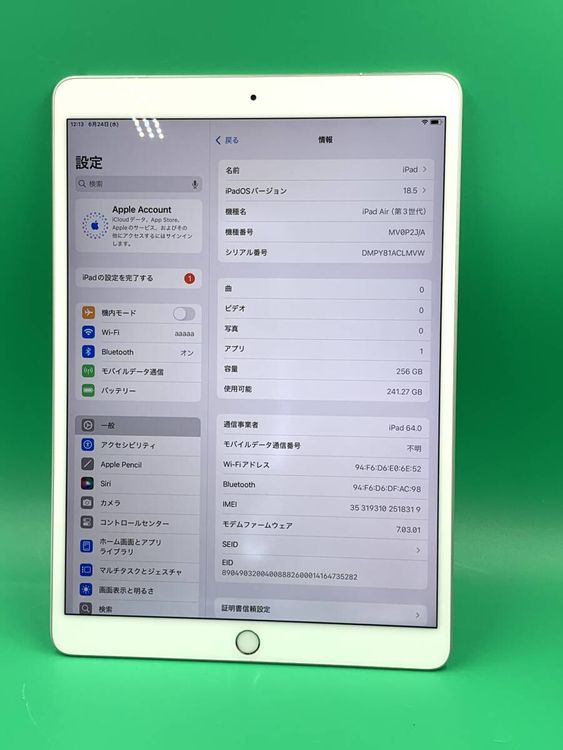 ������ iPad Air ��3���� Wi-Fi+Cellular 256GB  au �� H2