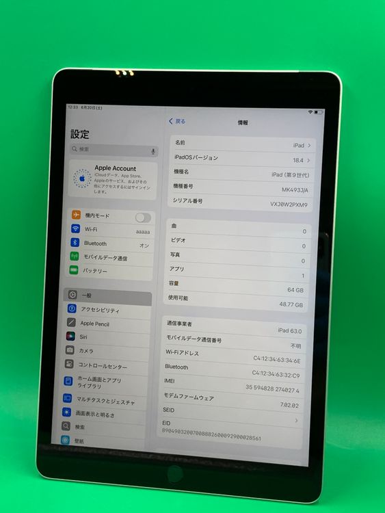 ������ iPad ��9���� Wi-Fi+Cellular 64GB SIM�ե꡼ ��������87%