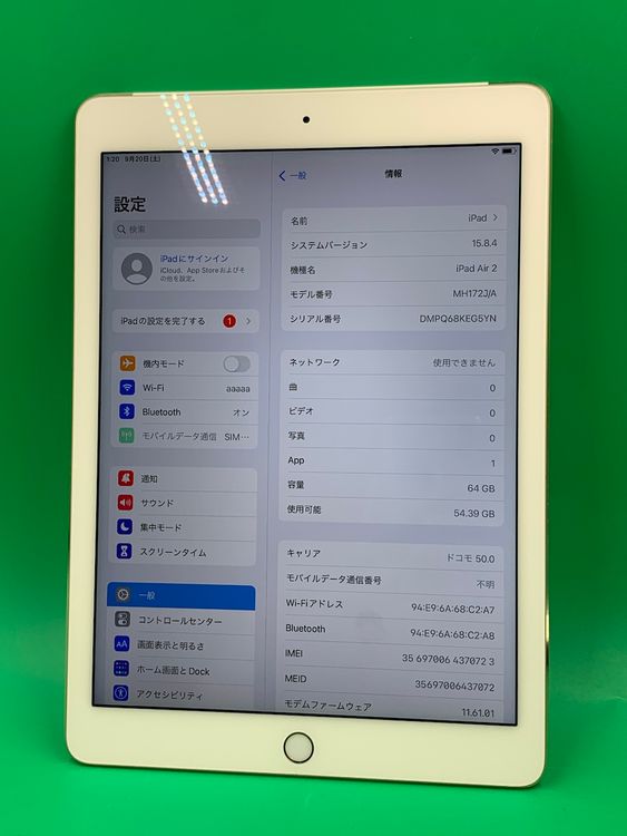  iPad Air 2 Wi-Fi+Cellular 64GB  KDDI 