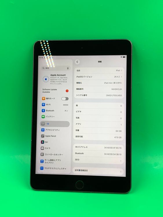 ����� iPad mini ��5���� Wi-Fi 64GB ���ڡ������쥤 SIM�ե꡼
