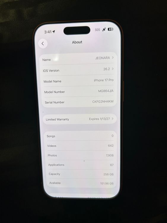 iPhone17 Pro 256GB SIM�ե꡼ �Хåƥ꡼100%