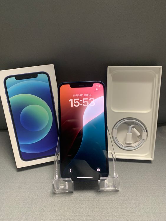美品 アップルストア版 SIMフリー iPhone12 64GB ブルー色