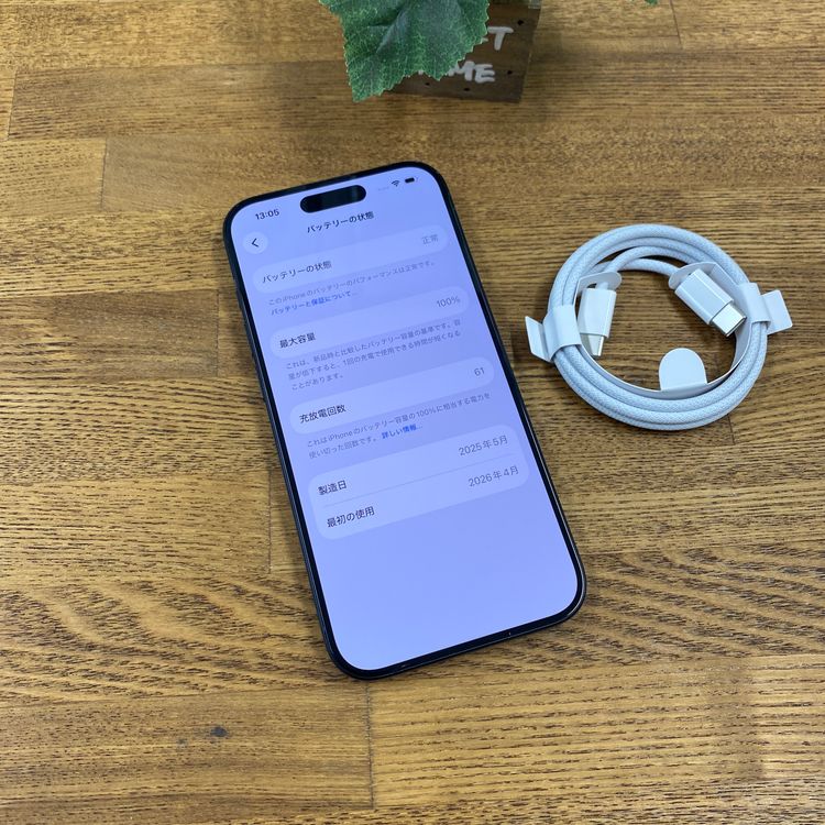 �Хåƥ꡼ 100%  iPhone15 Pro 256GB �֥롼  ������ SIM�ե꡼����̵��