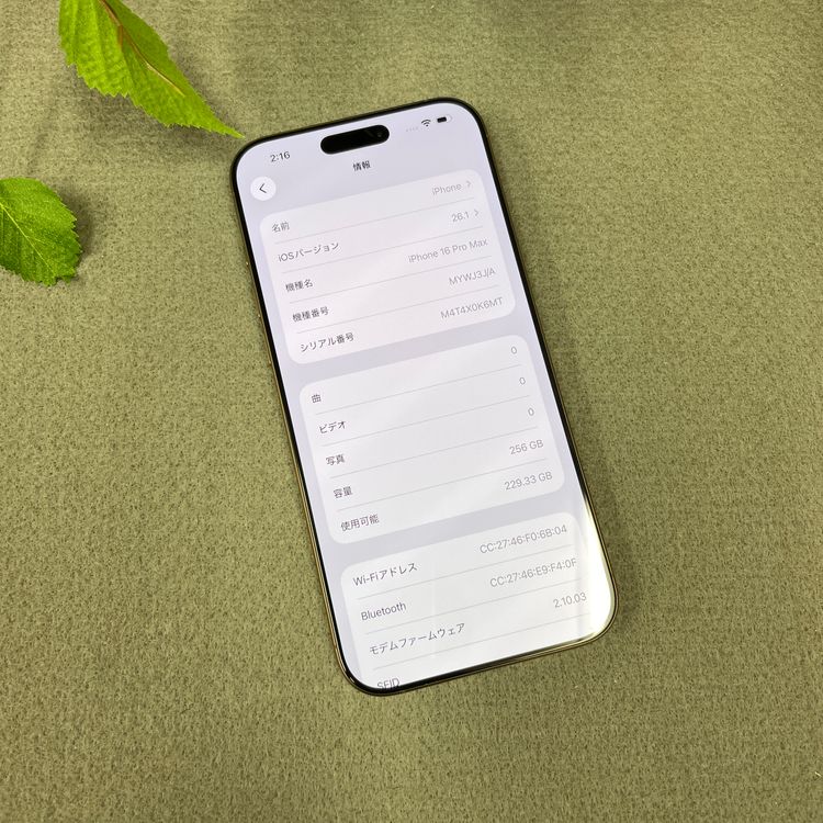 iPhone 16ProMax 256GB �ǥ����� ������ SIM�ե꡼ ����̵��