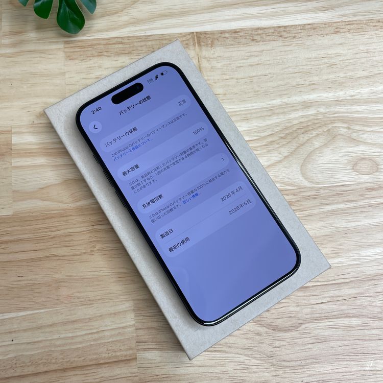�Хåƥ�� 100% iPhone 15Pro 256GB �֥�å� ������ SIM�ե꡼����̵��