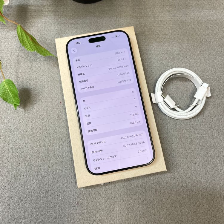 �Хåƥ꡼ 94% iPhone 16ProMax 256GB �֥�å� ������ SIM�ե꡼