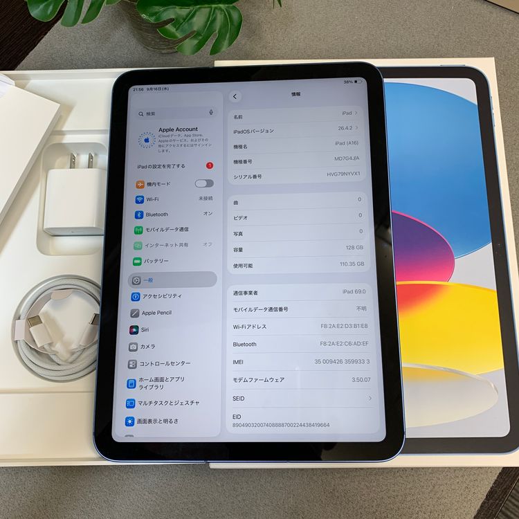 �Хåƥ꡼100% iPad A16 128GB �֥롼 WiFi + Cellular ����̵��