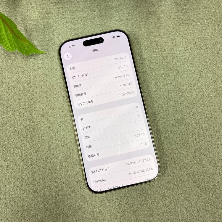 ����Ʊ�� iPhone16Pro 1TB �ǥ����� ������ SIM�ե꡼ ����̵��