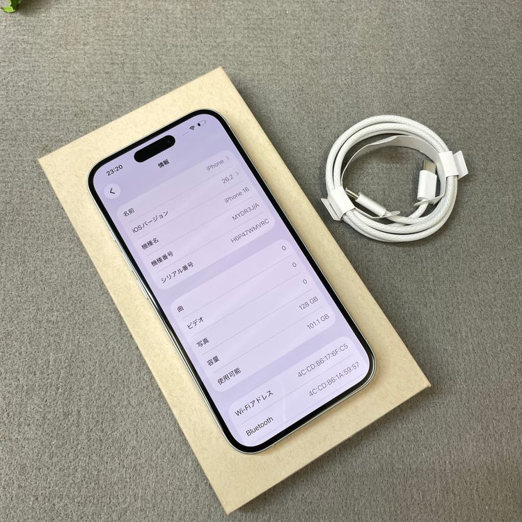 �Хåƥ꡼100% iPhone 16 128GB �ۥ磻�� ������ SIM�ե꡼ ����̵��