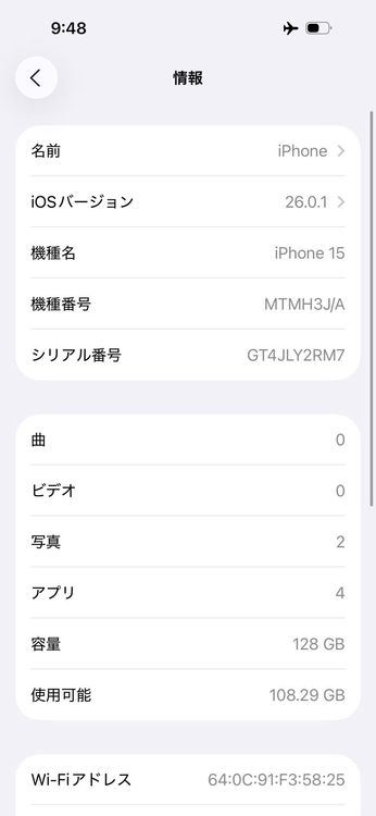 iPhone 15 Black 128GB SIMåѤ MTMH3J/A