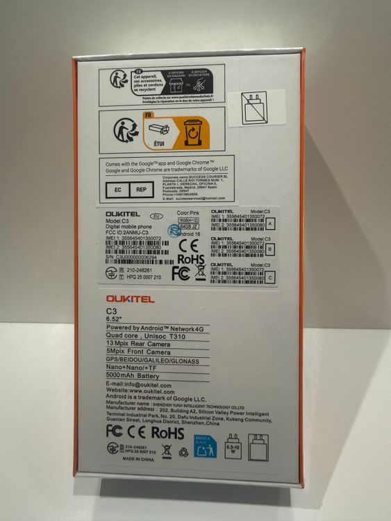 ���ʡ�̤���� OUKITEL C3 Pink �������Х��� SIM�ե꡼ 12GB+64GB