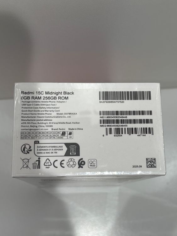 ���ʡ�̤���� Redmi 15C Midnight Black 8GB + 256GB