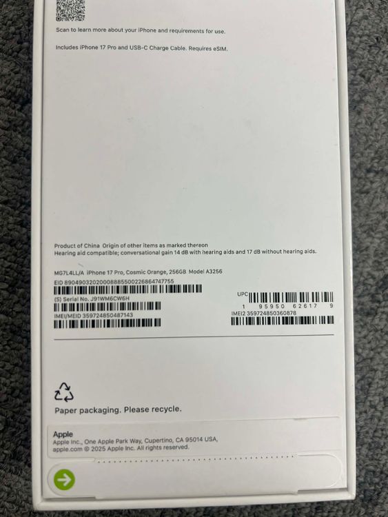 ����̤���� Iphone 17 pro 256GB �����ߥå������