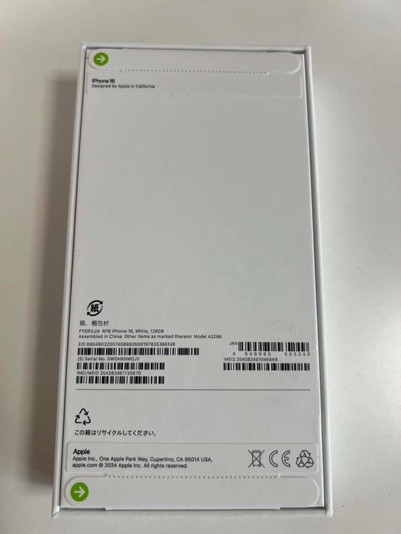 ¨��ȯ����̤�����ʡ�iPhone 16 128Gb �ۥ磻�� Apple�� SIM�ե꡼