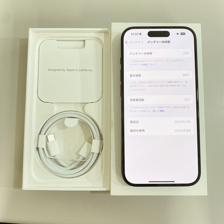 iPhone 15 Pro 128GB �֥롼 �Хåƥ꡼ 88% ������ SIM�ե꡼