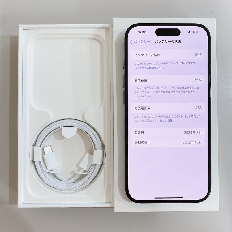 iPhone 15 Pro 256GB �֥롼 �Хåƥ꡼ 86% ������ SIM�ե꡼
